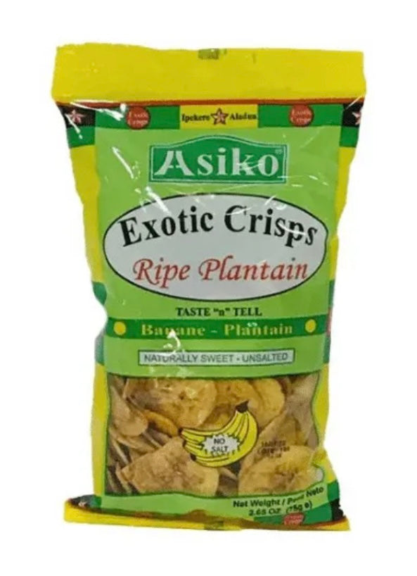 Asiko Exotic Unsalted Sweet Plantain Chips 75g