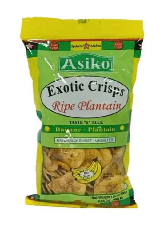 Asiko Exotic Unsalted Sweet Plantain Chips 75g