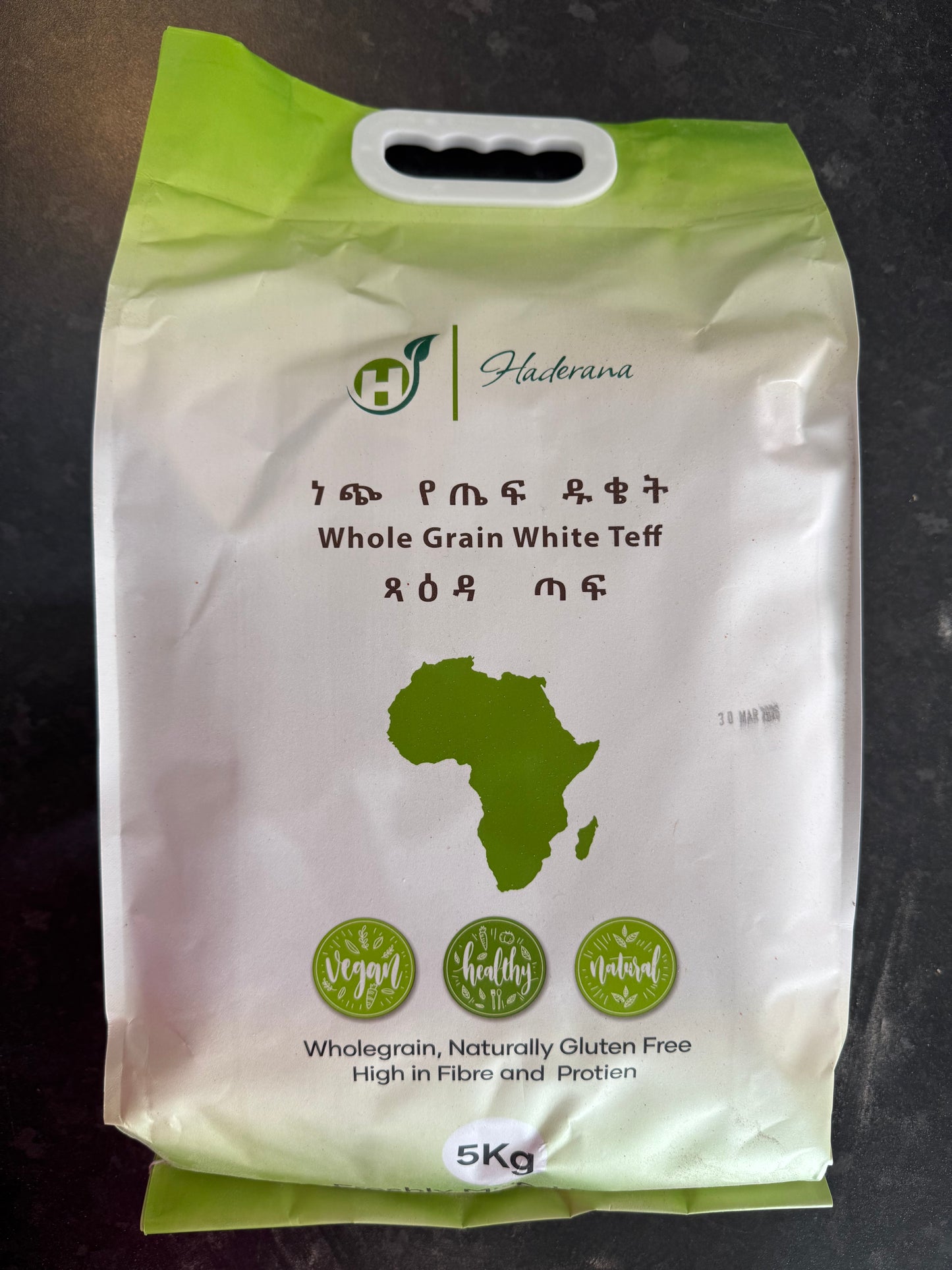 Haderana Ethiopian/Eritrean Whole Grain White Teff Flour 5K