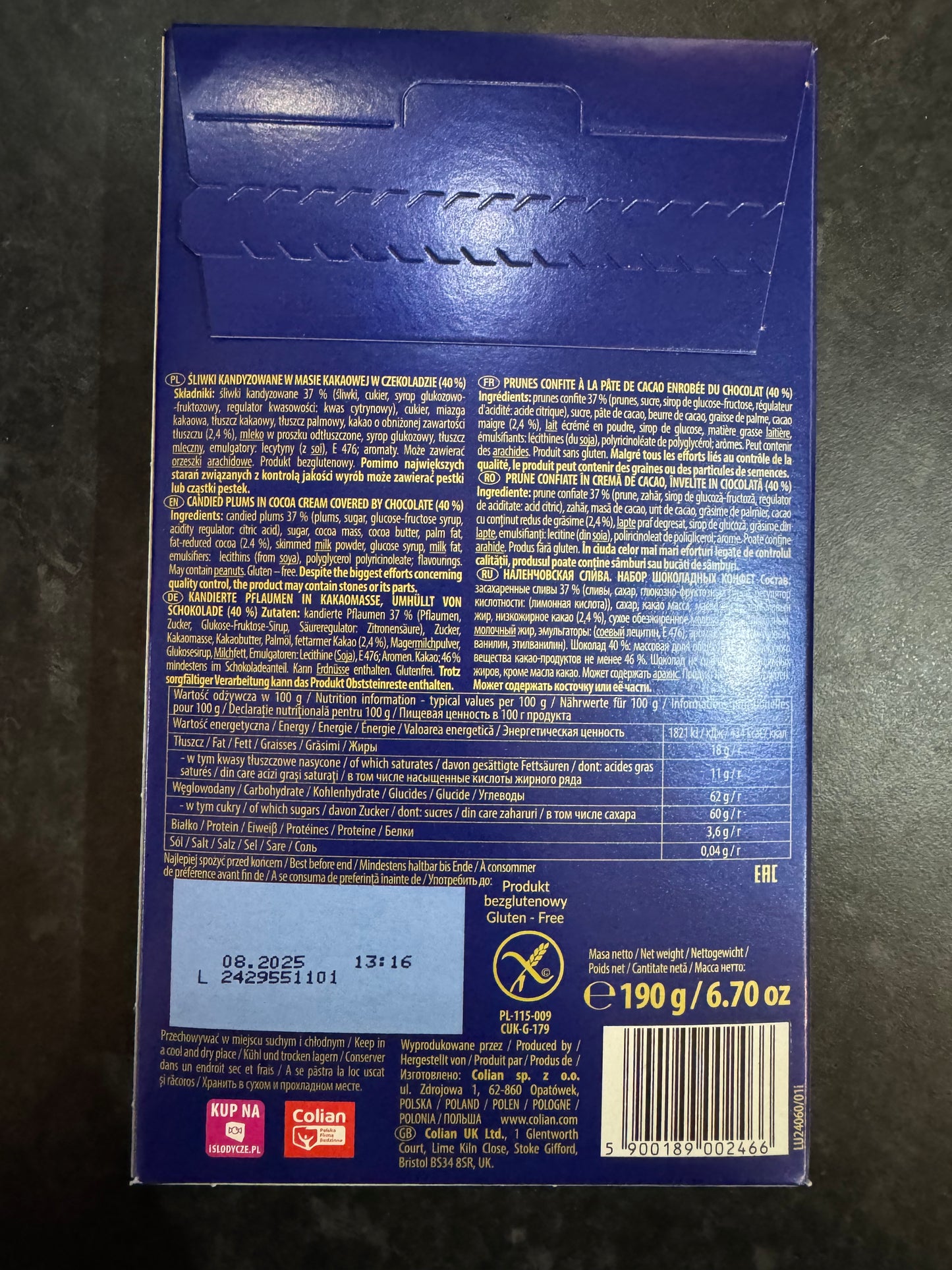 Solidarnosc Sliwka Naleczowska Plum in Chocolate 190g