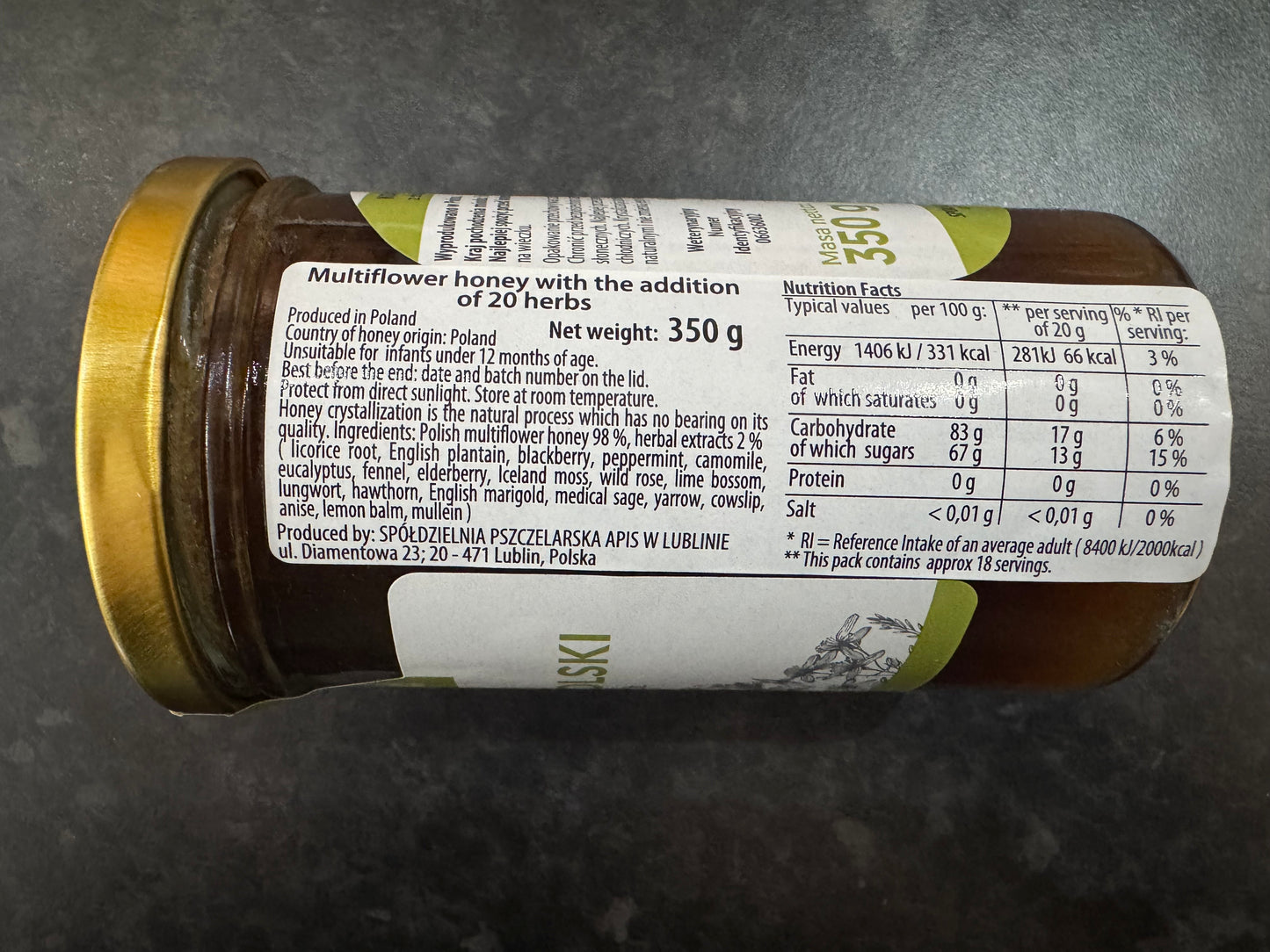Apis Honey with 20 Plants 350g