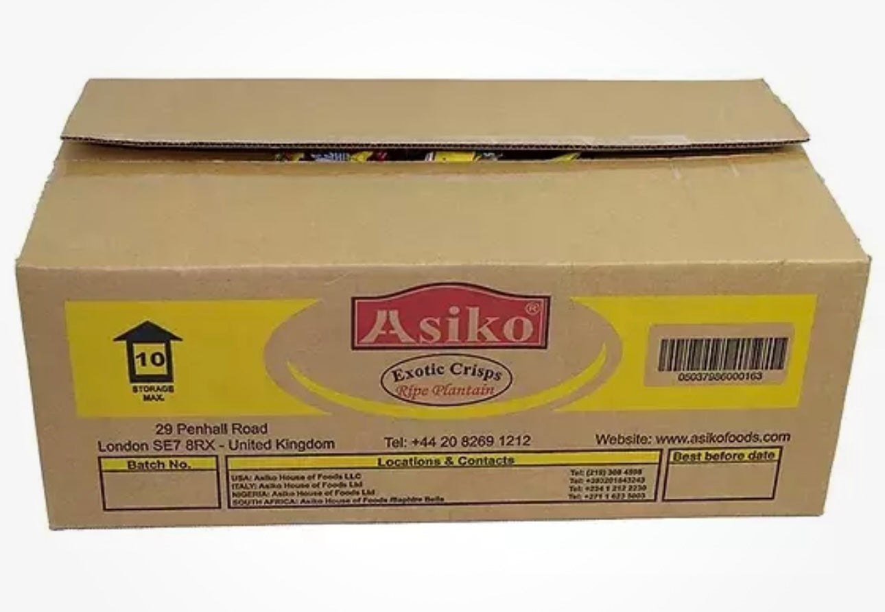 Asiko Exotic Slightly Salted Sweet Plantain Chips Box 24x75g