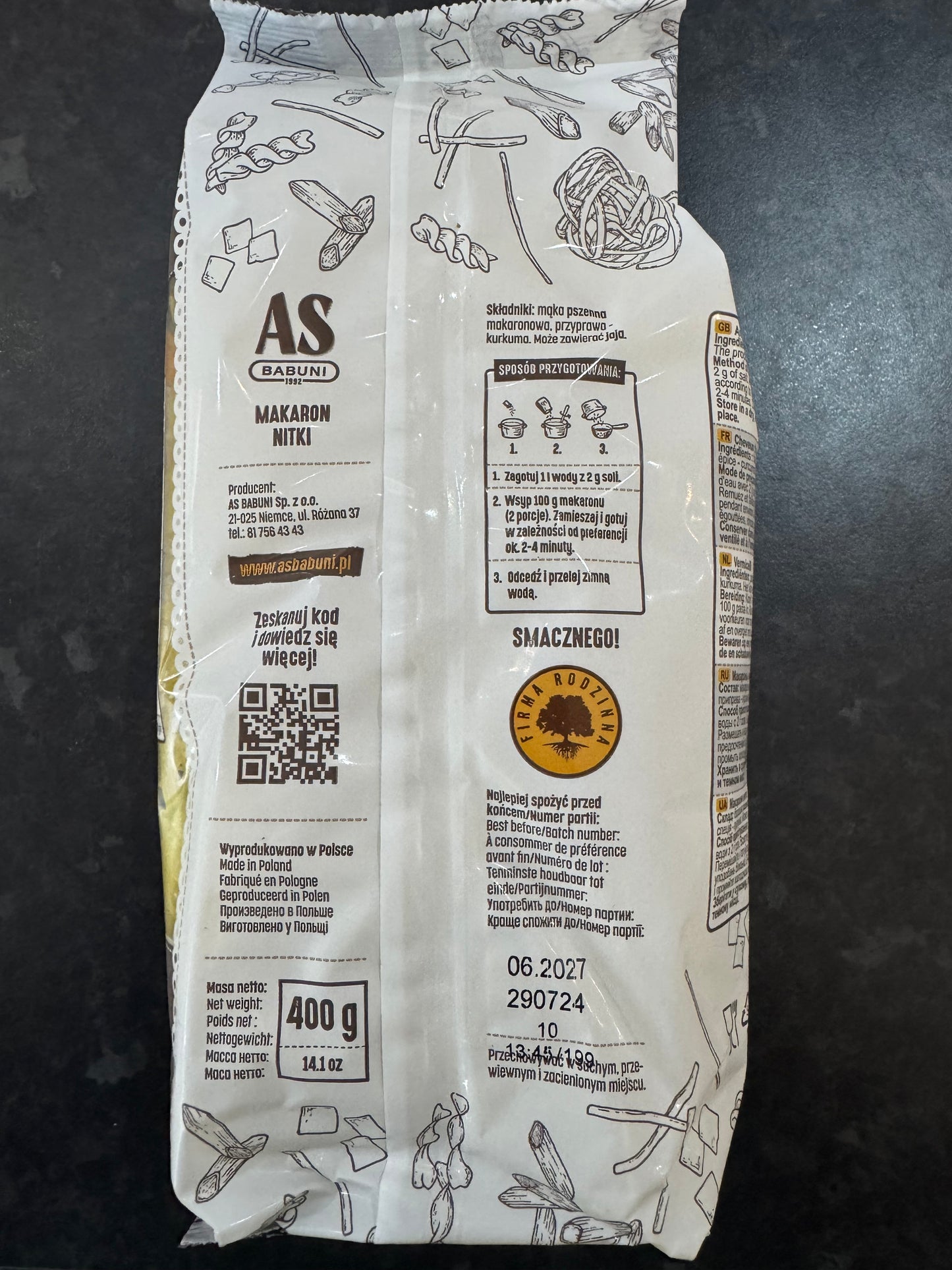 AS Babuni Turmeric Thread Egg Pasta 400g