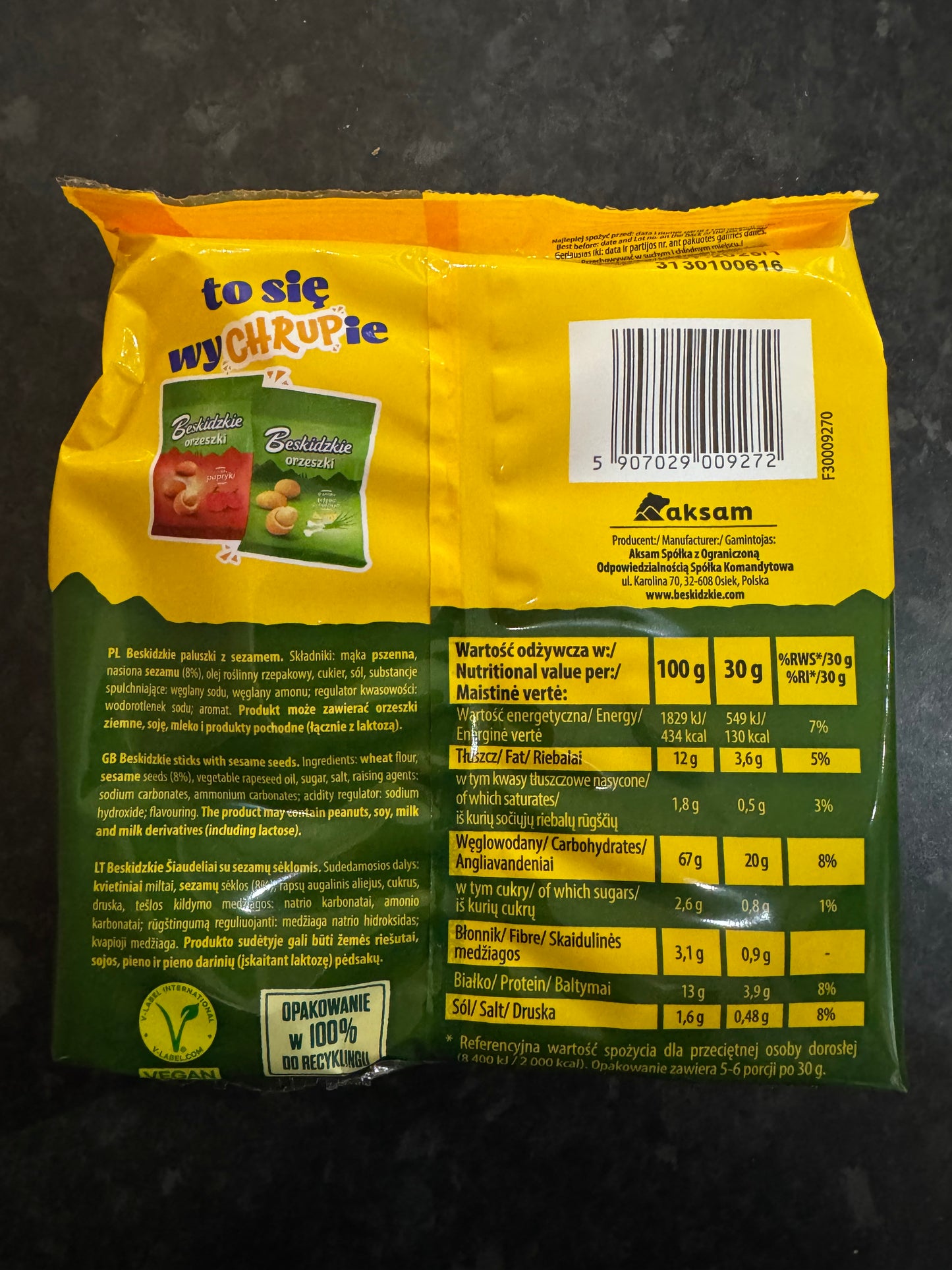 Aksam Beskidzkie Sticks with Sesame 175g