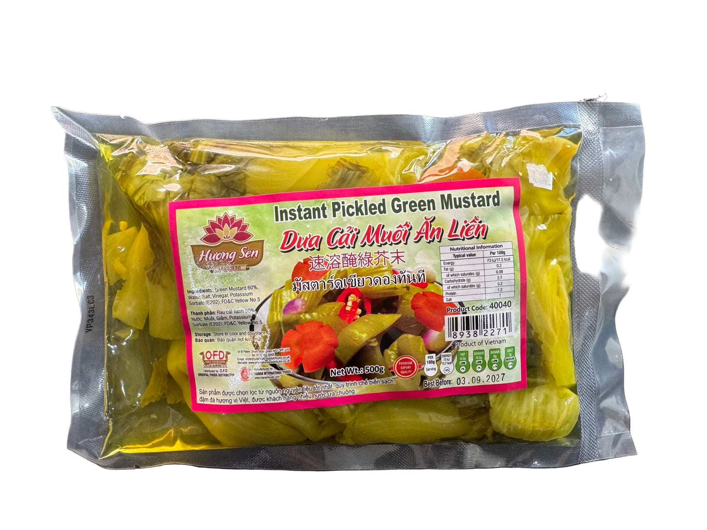 Huong Sen Pickled Green Mustard Leaf Dua Cai Muoi An Lien 500g