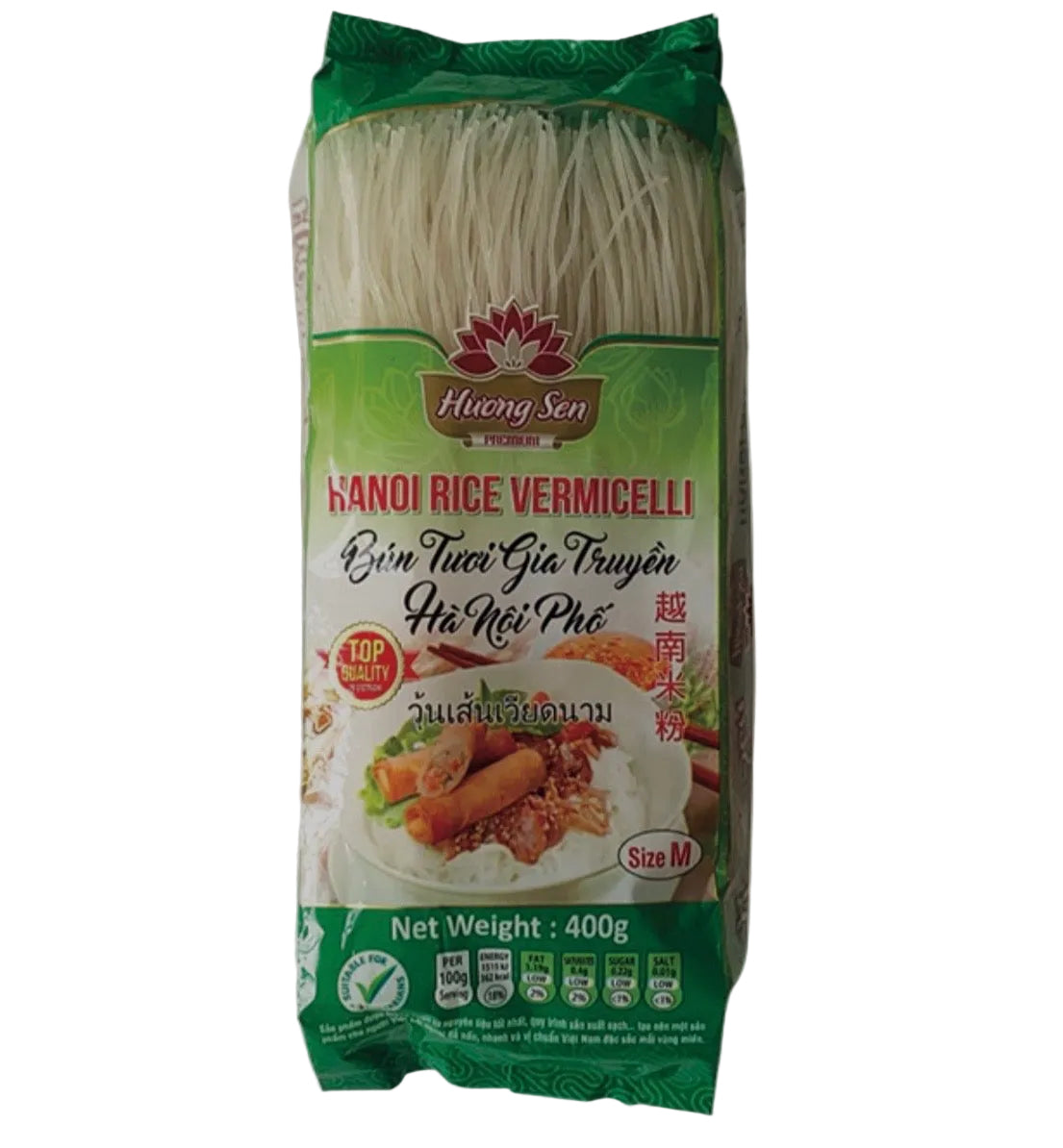 Huong Sen Hanoi Rice Vermicelli 1.2mm (Size M) Bun Tuoi Gia Truyen Ha Noi Pho 400g