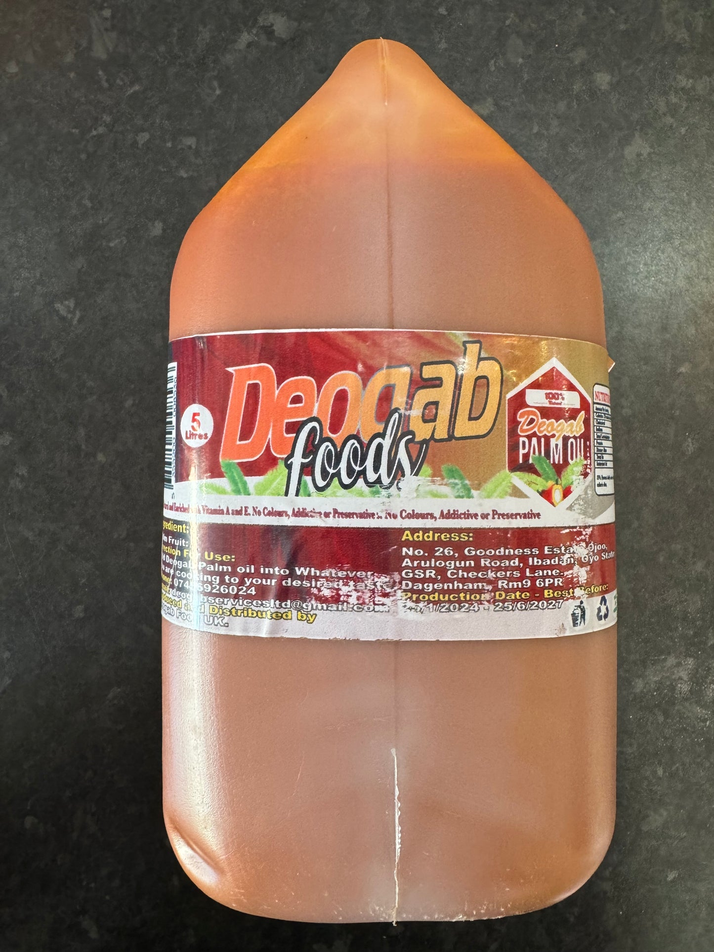 Deogab Natural 100% Palm Oil 5L