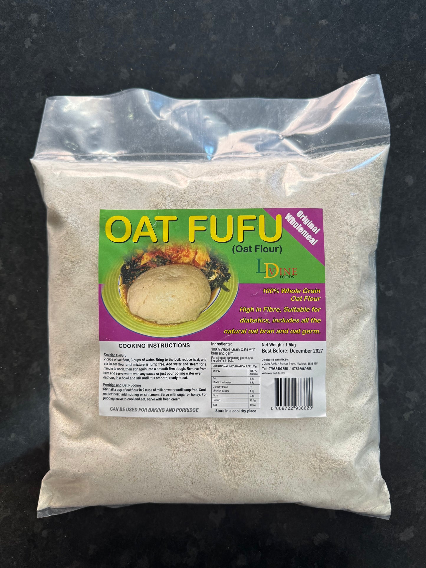 Ldvine Oat Fufu/Oat Flour 1.5Kg