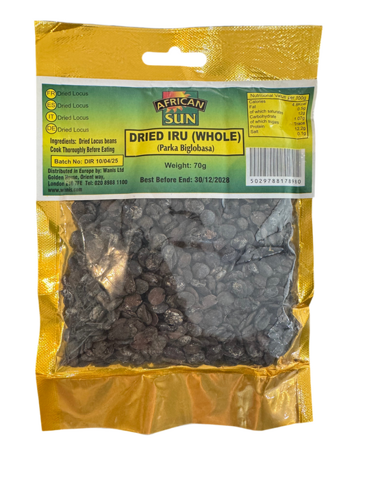 African Sun Dried Whole Iru / Locust Beans 70g
