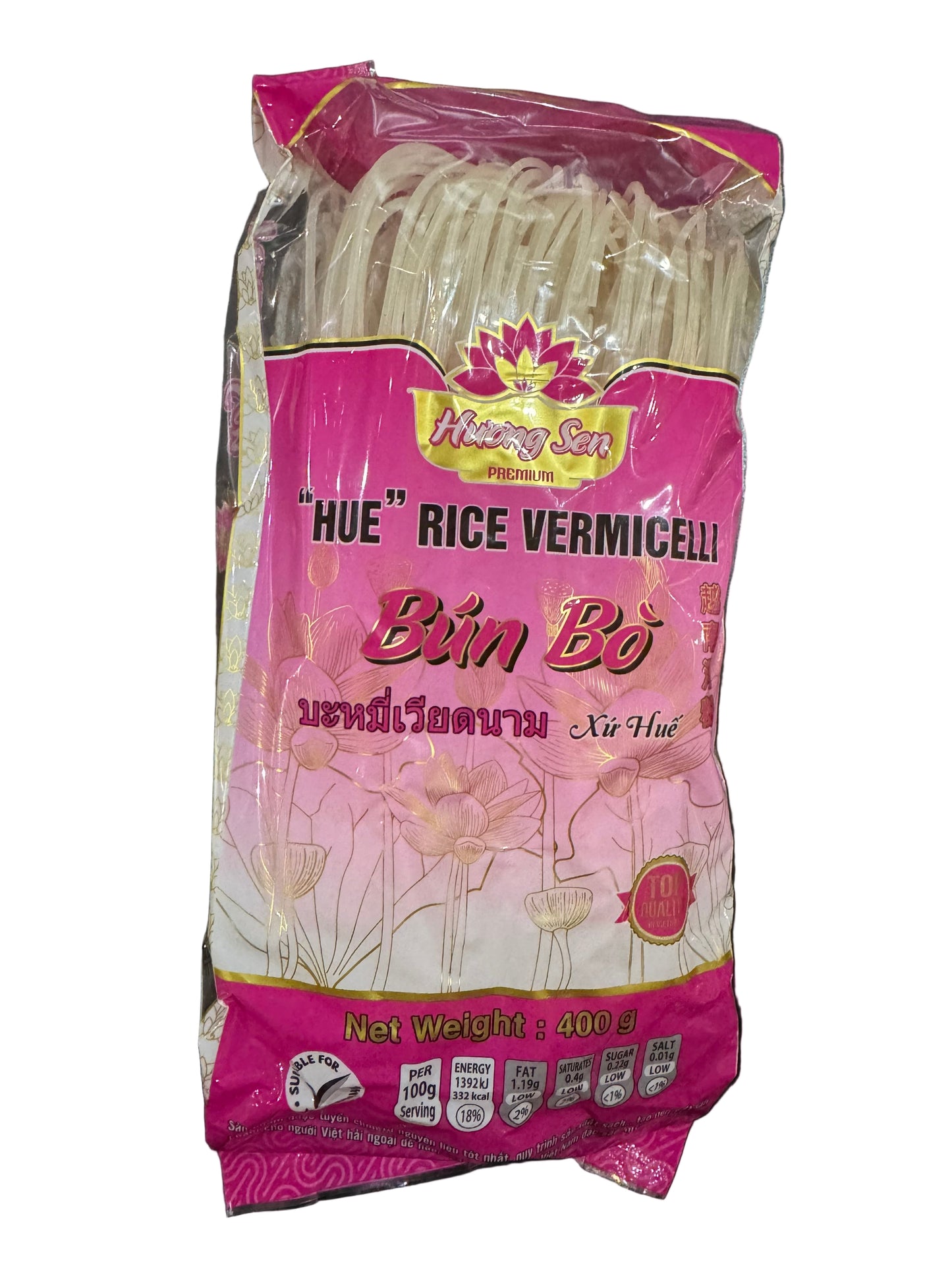 Huong Sen Hue Style Rice Vermicelli Bun Bo Hue 400g