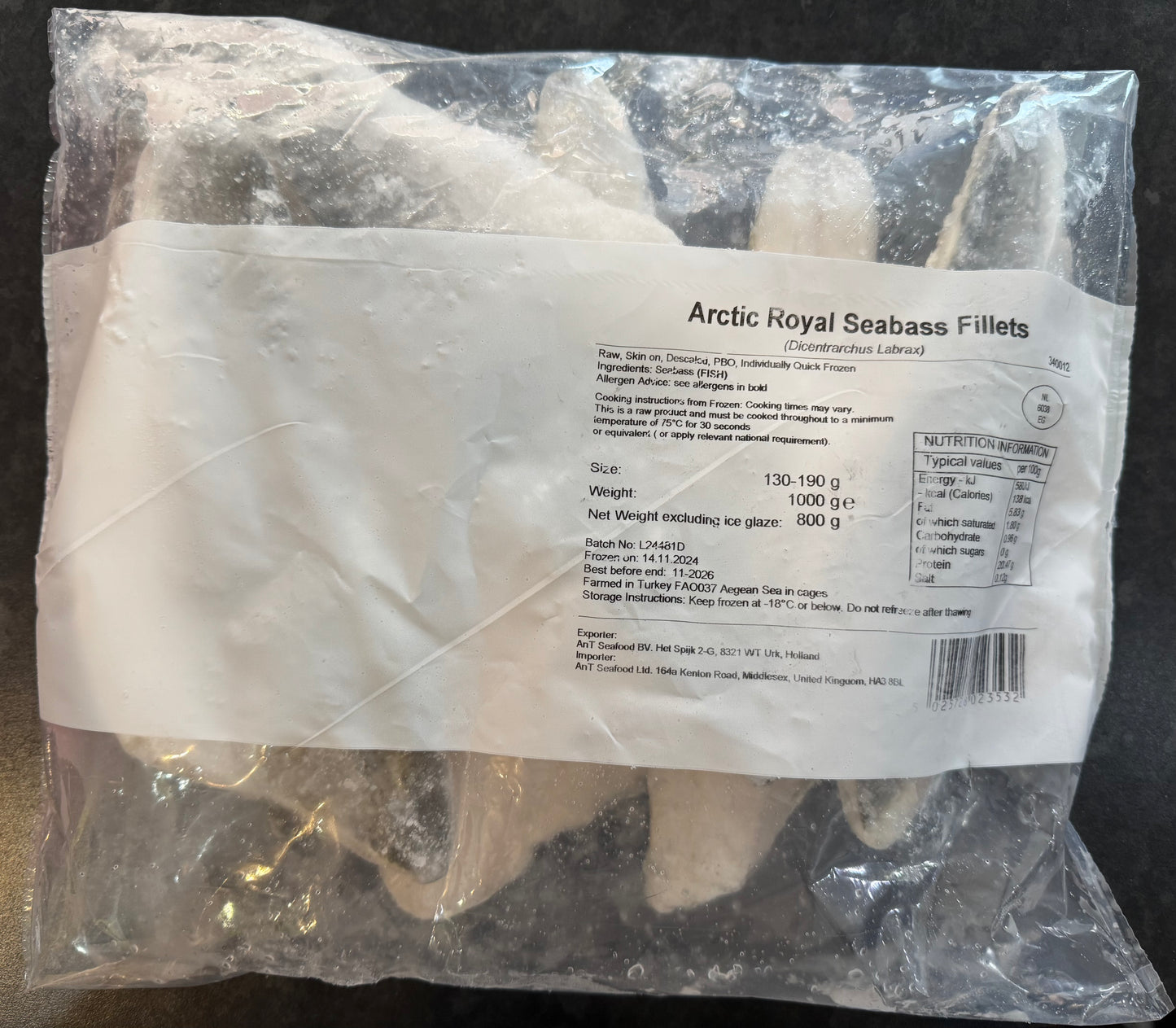 Frozen SeaBass Fillets 1Kg