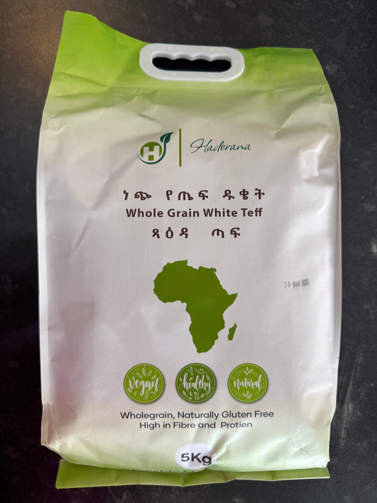 Haderana Ethiopian/Eritrean Whole Grain White Teff Flour 5K