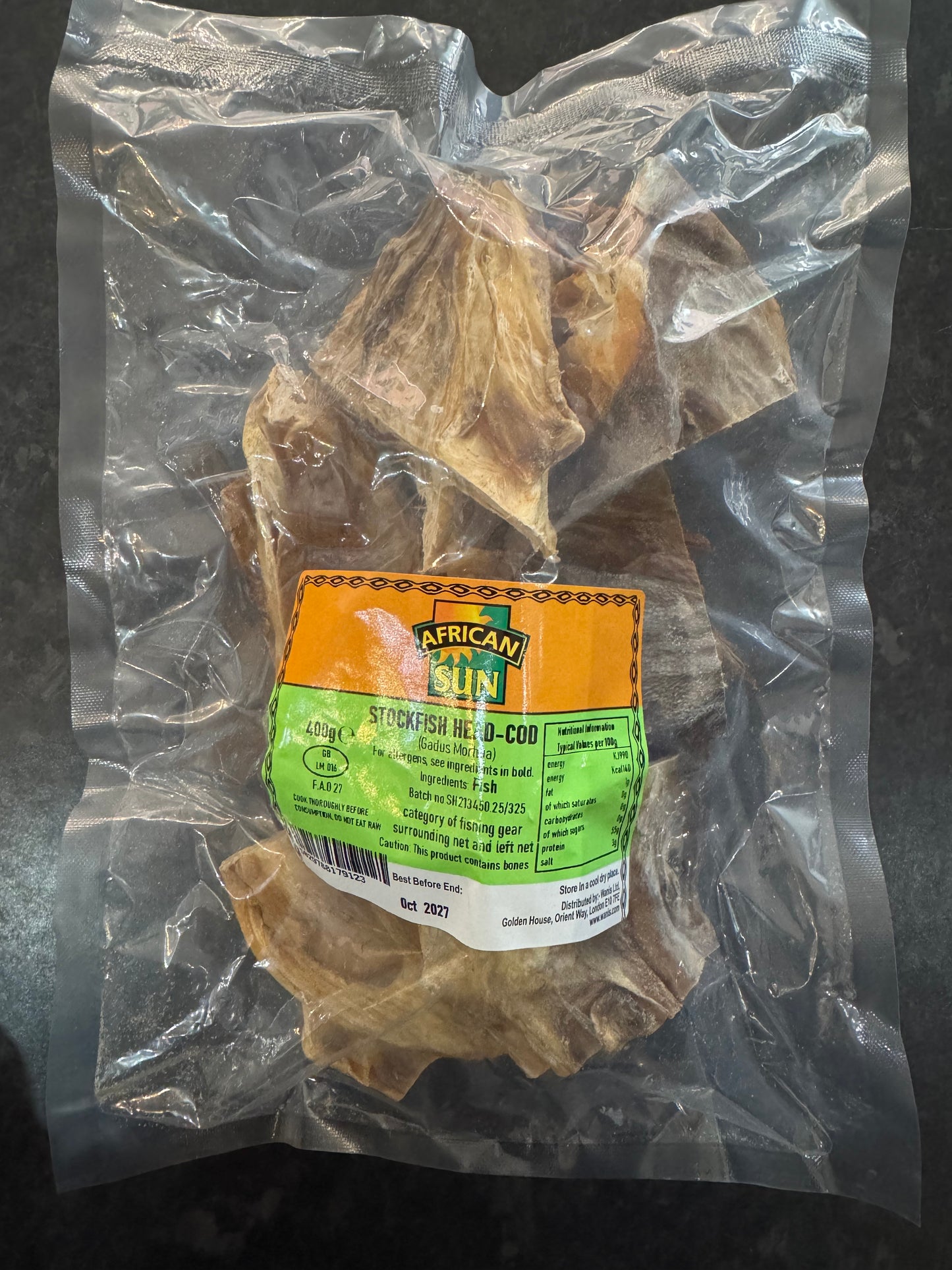 African Sun Stockfish Head-Cod 400g