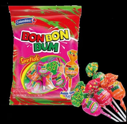 Bon Bon Bum Assorted Surtido Gum Lollipop