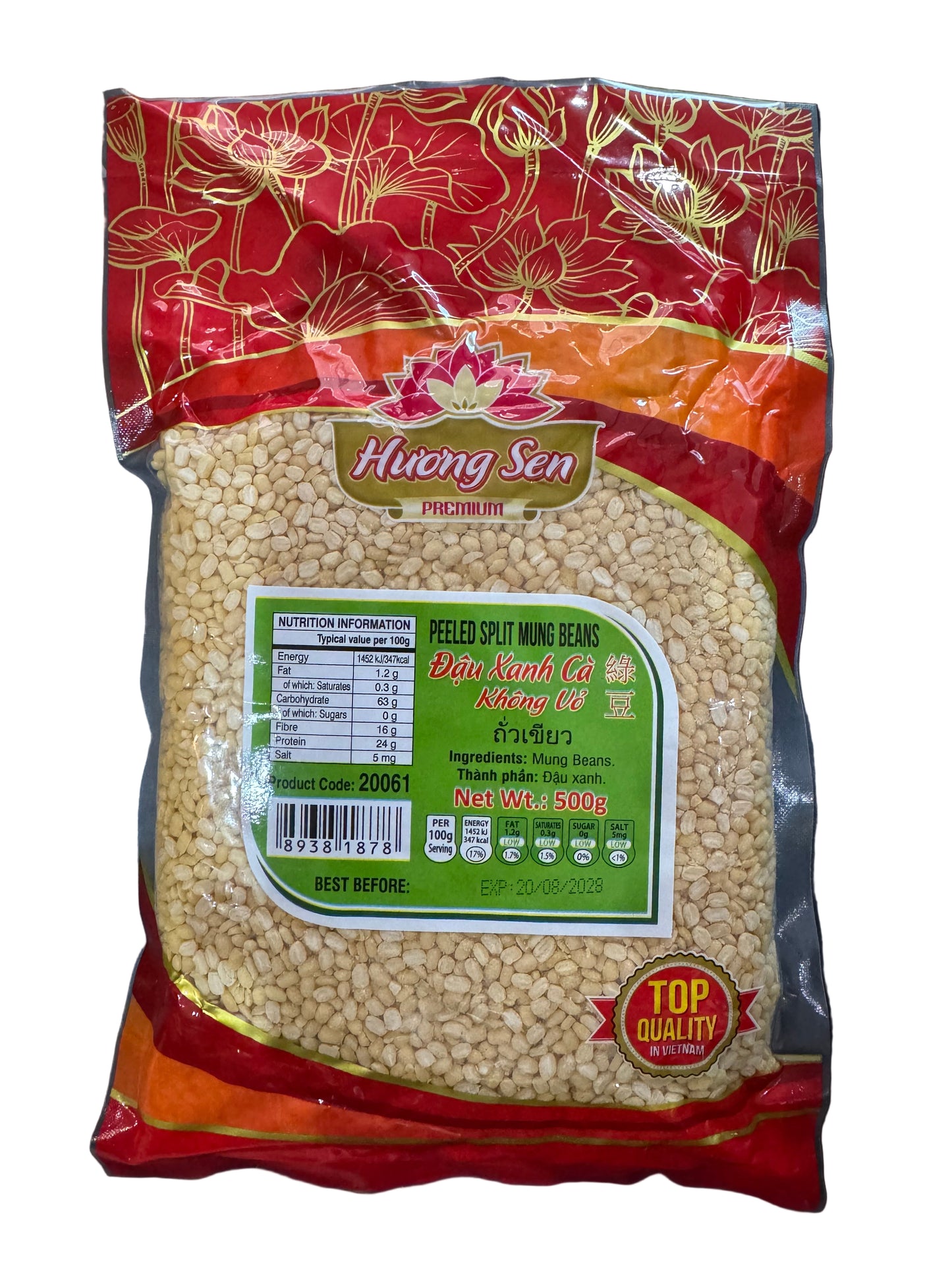 Huong Sen Premium Peeled Split Mung Beans Dau Xanh 500g