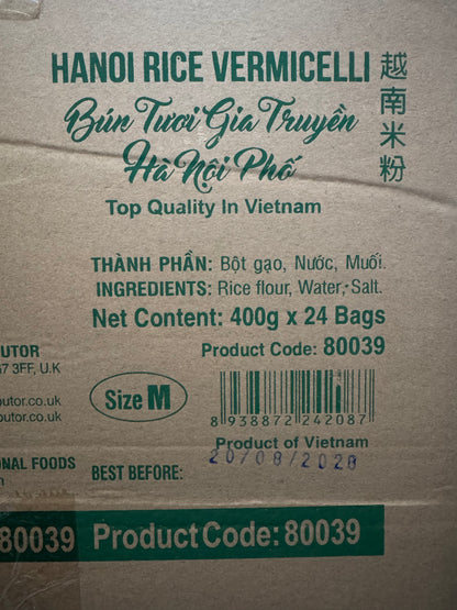Huong Sen Hanoi Rice Vermicelli Bun Tuoi Gia Truyen Ha Noi Pho 400g x 24 Box