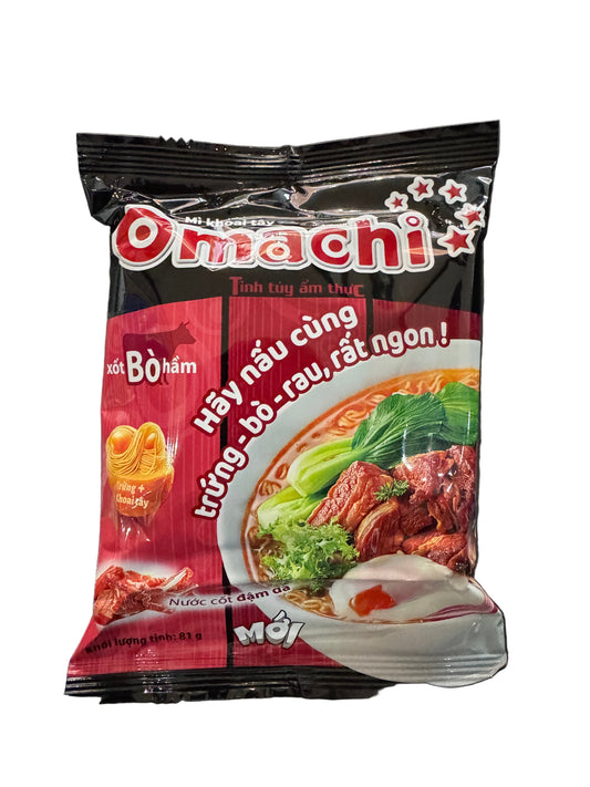 Omachi Beef Noodles Mi Xot Bo Ham Pack 80g