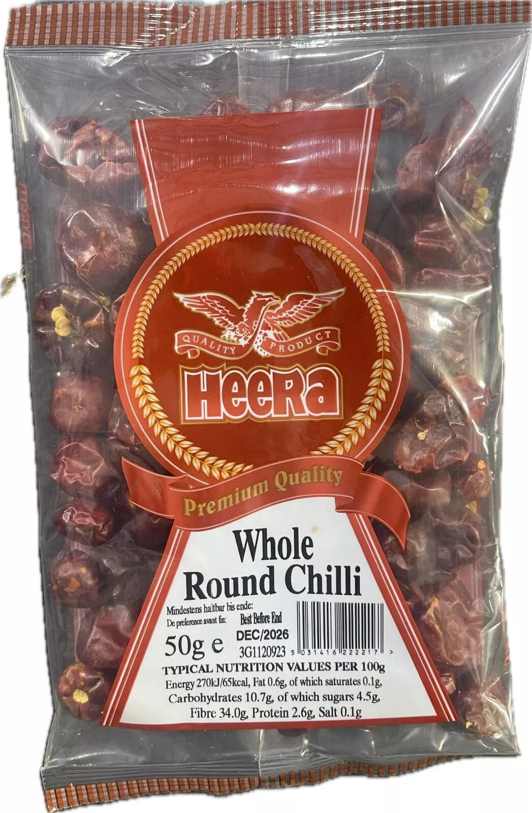 Heera Whole Round Chilli (Extra Hot) 50g